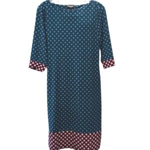Liz Claiborne "CAREER"  Teal and Maroon Design Dress